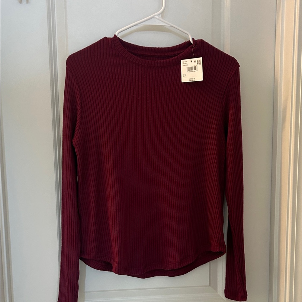 NWT American Eagle Women's Ribbed Long Sleeve Top - Burgundy